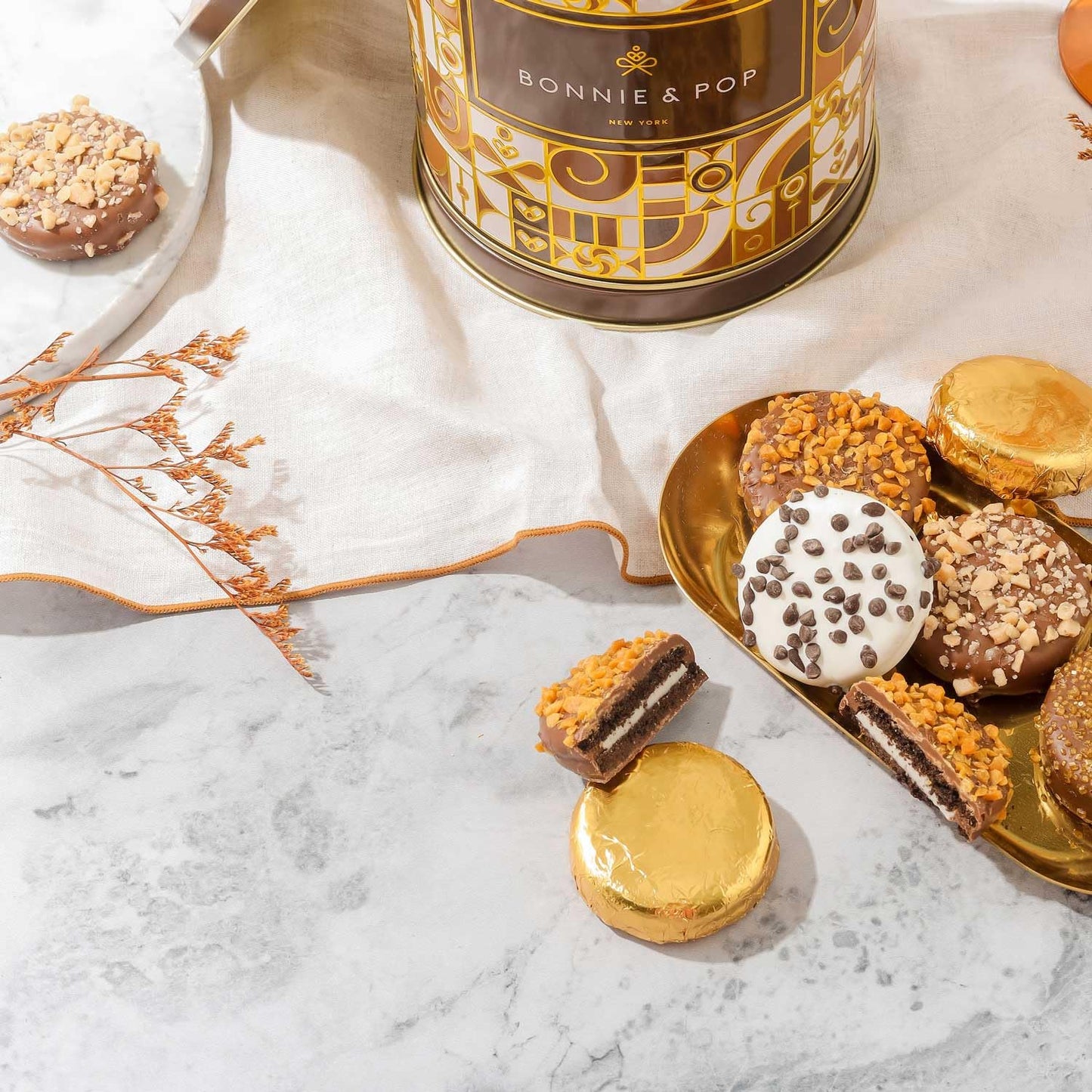 Cookie Gift Basket- Gourmet Food Gifts Prime Delivery - Chocolate Covered Cookie Set- Bonnie And Pop