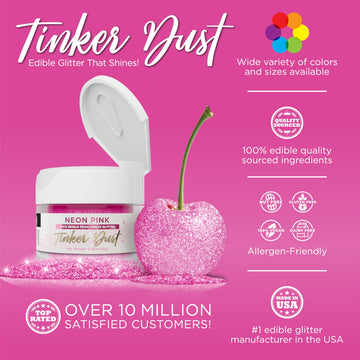 Bakell - Neon Pink Tinker Dust (5G, 1X Jar) Edible Glitter For Food, Desserts, And Beverages!