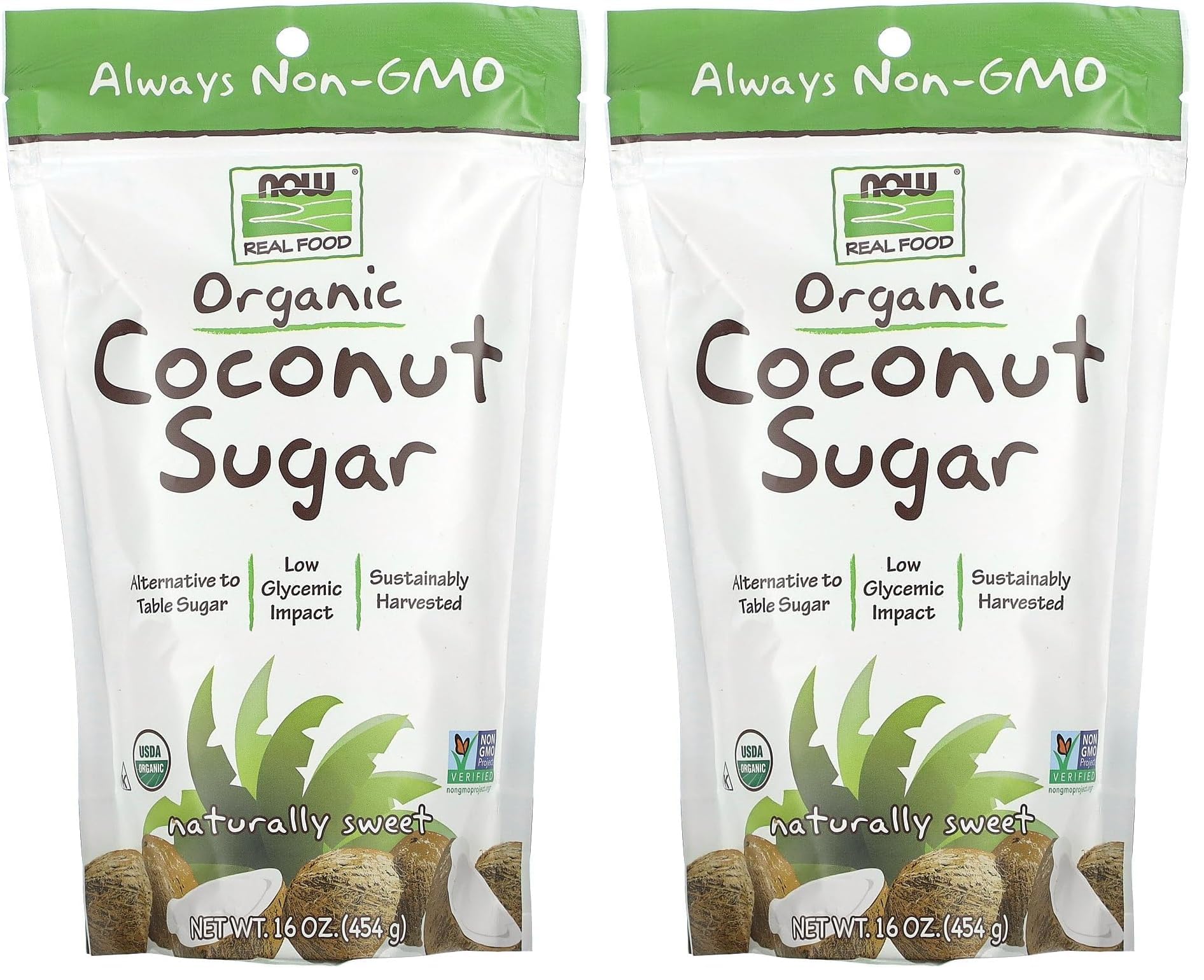 NOW Foods, Certified Organic Coconut Sugar, Alternative to Table Sugar, Low Glycemic Impact, from Sustainably Harvested Coconuts