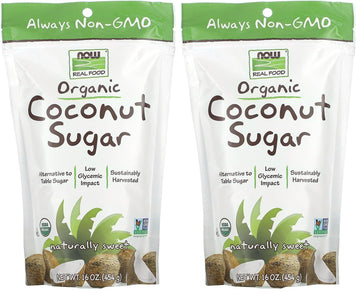 NOW Foods, Certified Organic Coconut Sugar, Alternative to Table Sugar, Low Glycemic Impact, from Sustainably Harvested Coconuts