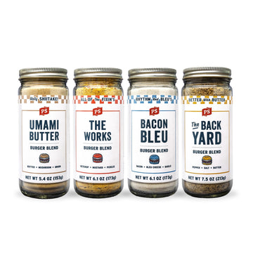 PS Seasoning The Burger Lovers Bundle 4-Pack - Backyard, Bacon Bleu, The Works, Umami Butter - Smash Burger and Steak Seasoning 