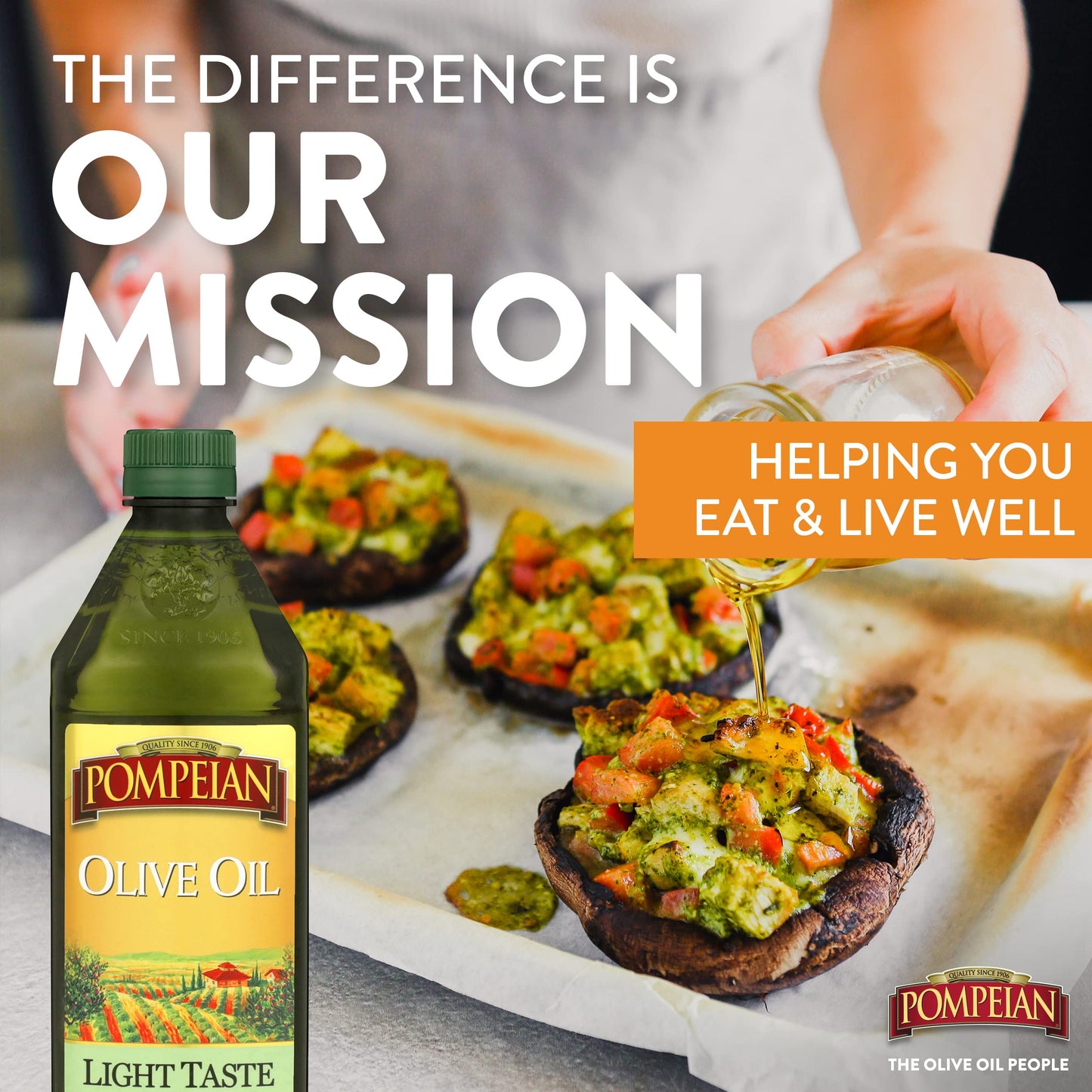 Pompeian Light Taste Olive Oil, Subtle Flavor, Perfect for Frying & Baking, Naturally Gluten Free, Non-Allergenic, Non-GMO, 24 F