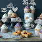 ZHUOWEISM 24 PCS Cupcake Toppers Glitter Heart 25th Anniversary Cake Decorations Design 1 Paper