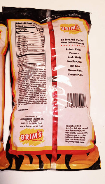 Brims Hot Crunchy Cheese Curls 2 Packs each 7 oz bags