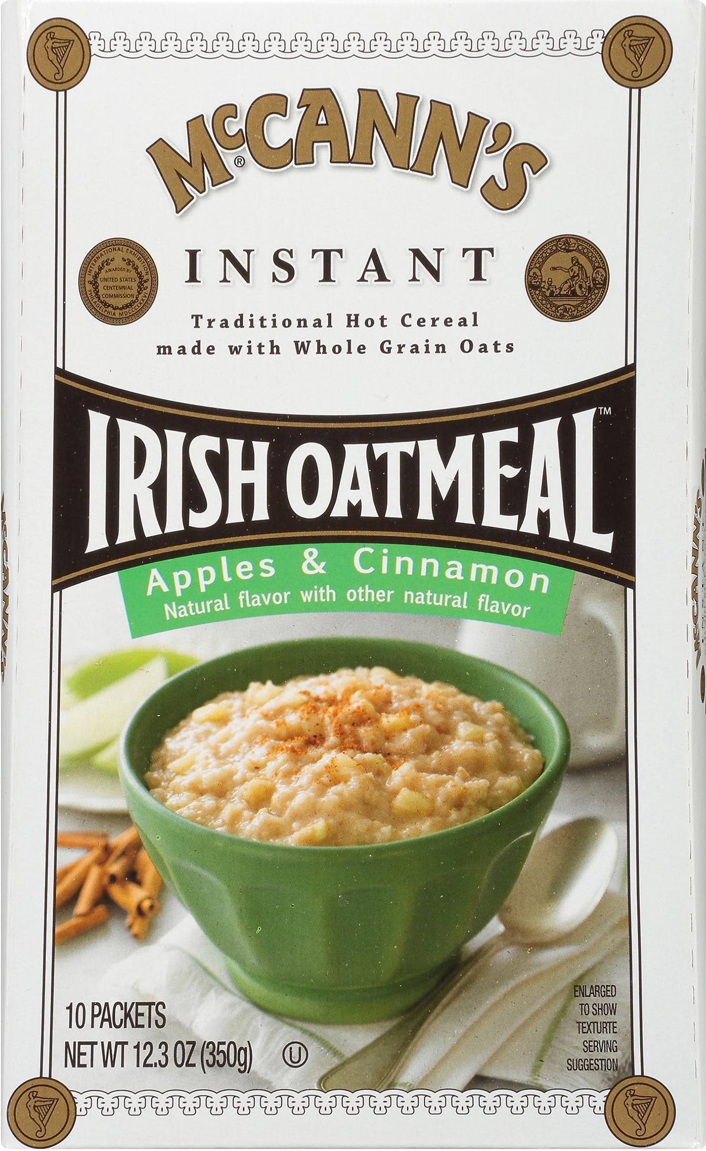 McCanns Instant Irish Oatmeal, Apples & Cinnamon, 10 Packets
