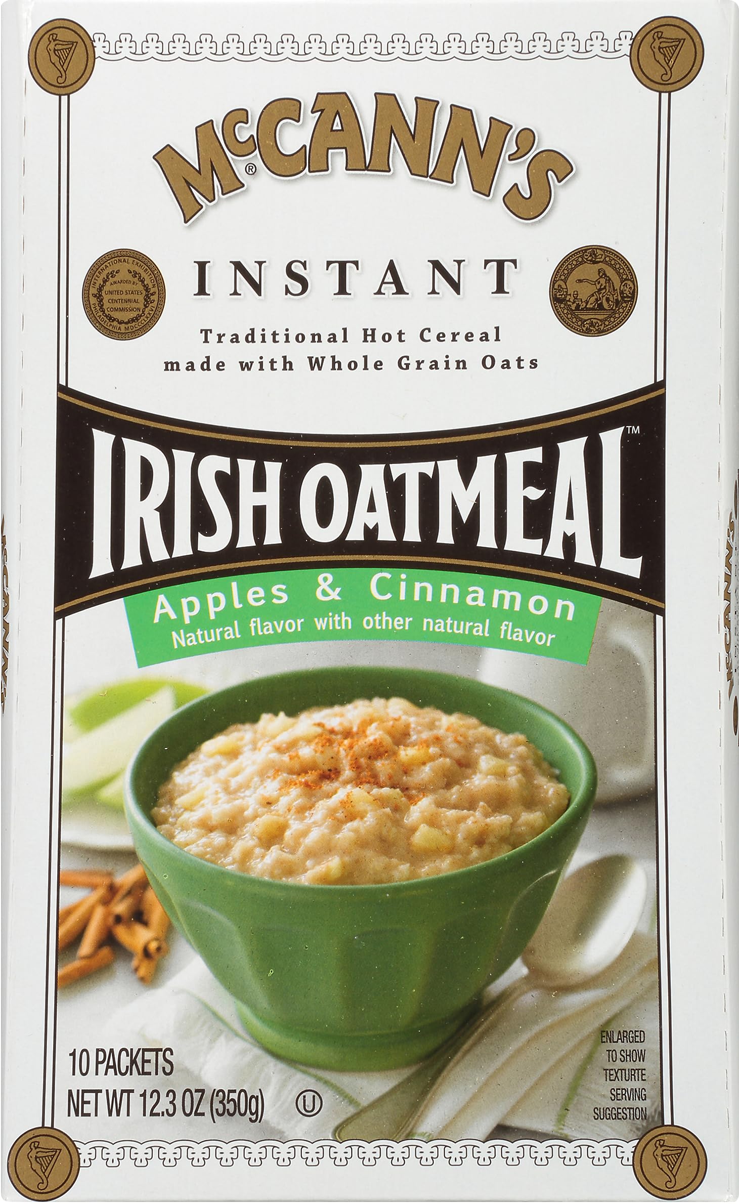 McCanns Instant Irish Oatmeal, Apples & Cinnamon, 10 Packets