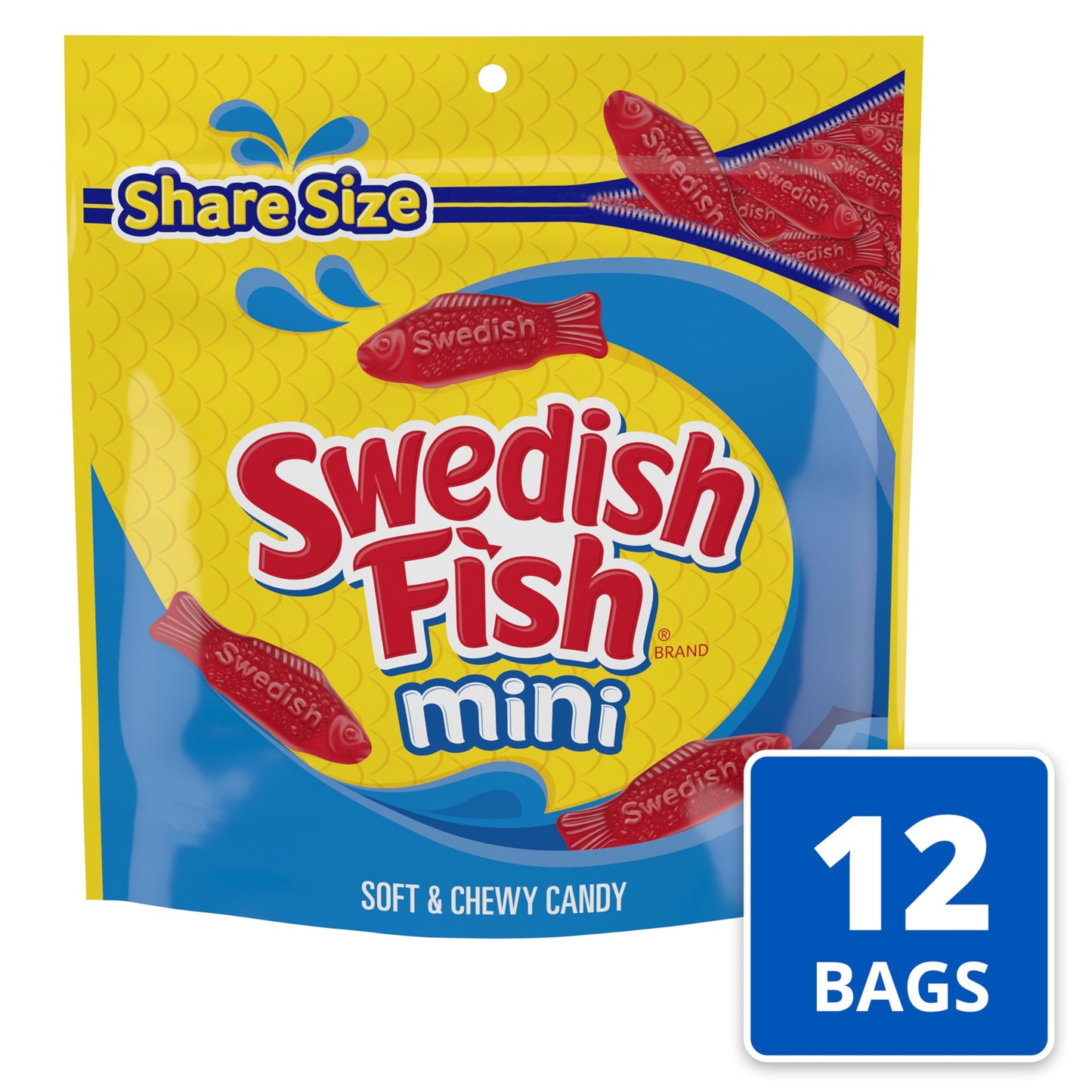 Swedish Fish Mini Soft & Chewy Candy, Share Size, Bulk Candy, 12-12 Oz Bags