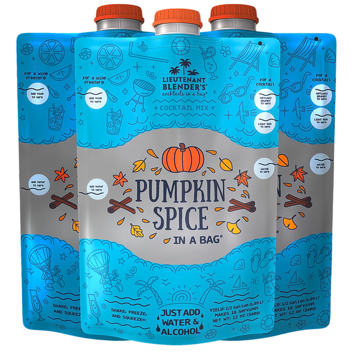 Lt. Blender Pumpkin Spice Cocktail Mixer - Makes 1/2 Gallon - Pack of 3