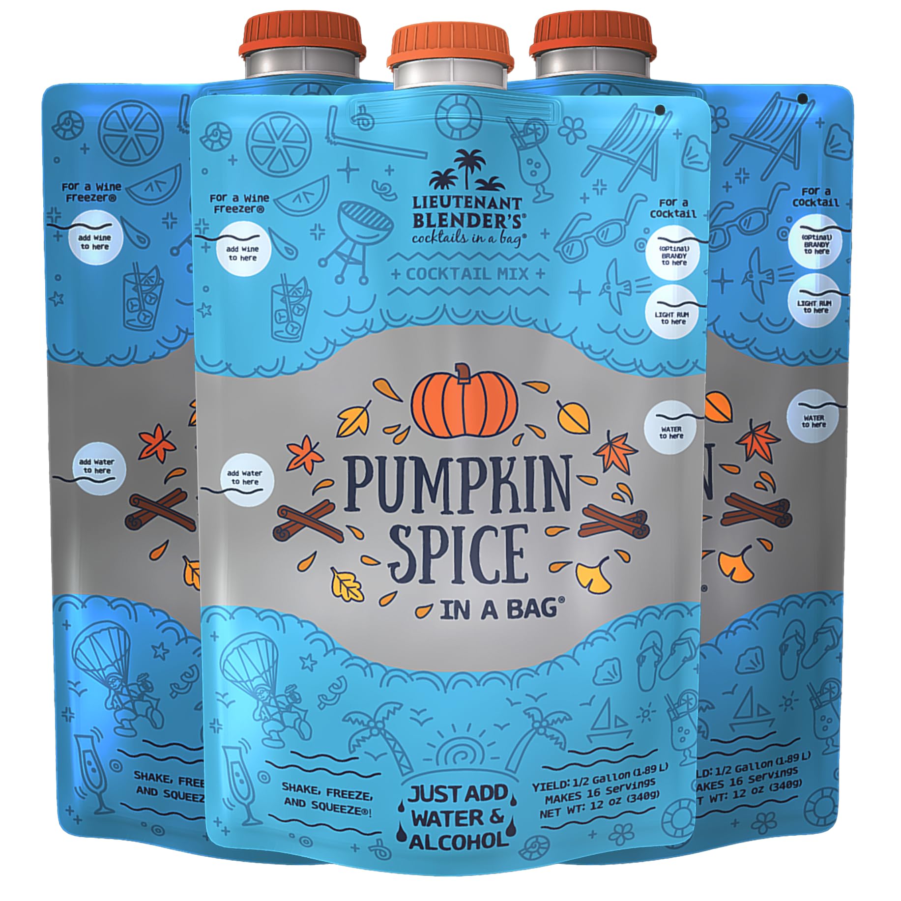 Lt. Blender Pumpkin Spice Cocktail Mixer - Makes 1/2 Gallon - Pack of 3