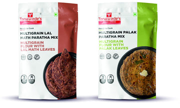 Tanawades Smart Food Paratha Combo, Instant Lal Math Paratha, Palak Paratha Mix, Ready to Cook, Home Food with Hand Picked Flavo