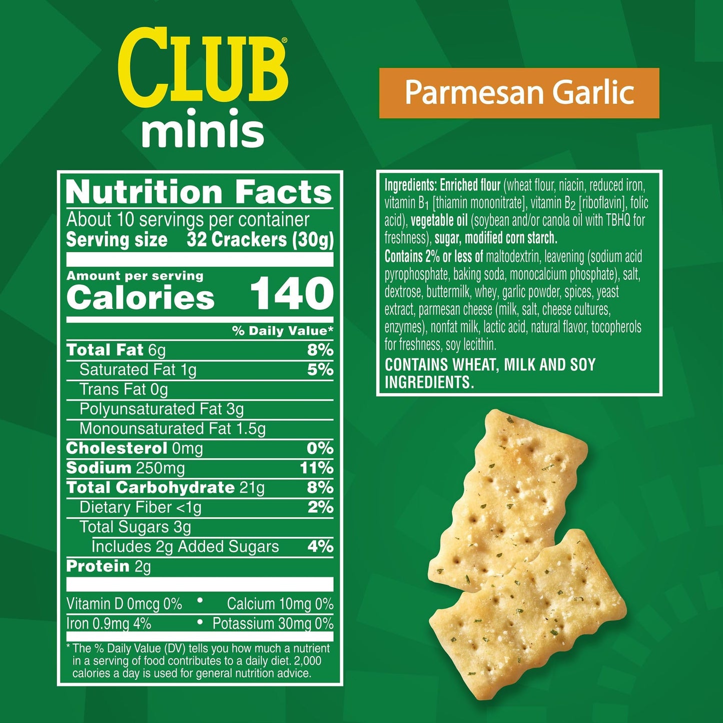 Club Minis Crackers, Lunch Snacks, Parmesan Garlic (12 Boxes)