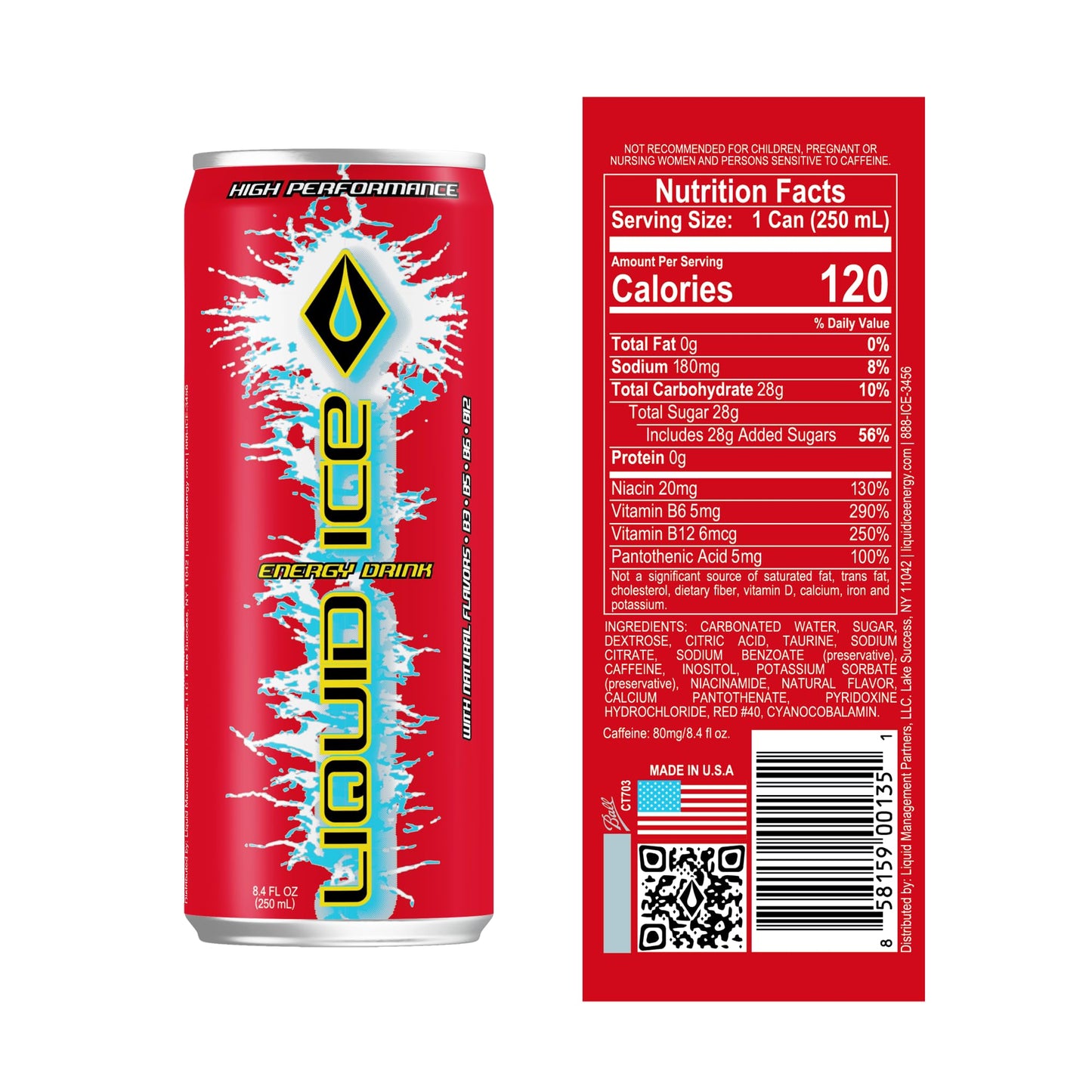 Liquid Ice Energy Drink - Cherry-licious (8.3 Fl Oz, 24 Count)