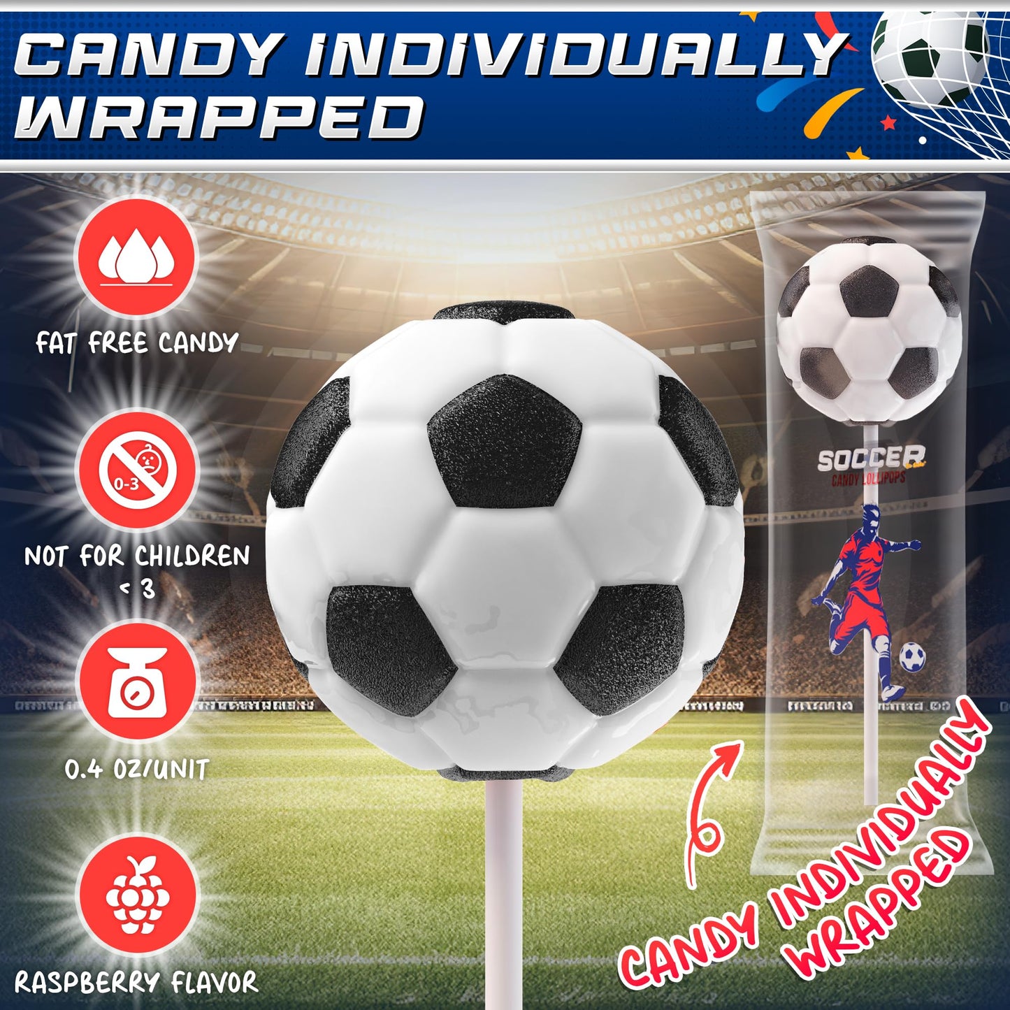 Soccer Lollipops 12Pk- Soccer Candy For Soccer Party Supplies - Soccer Ball Candy For Soccer Birthday Party Decorations - Soccer
