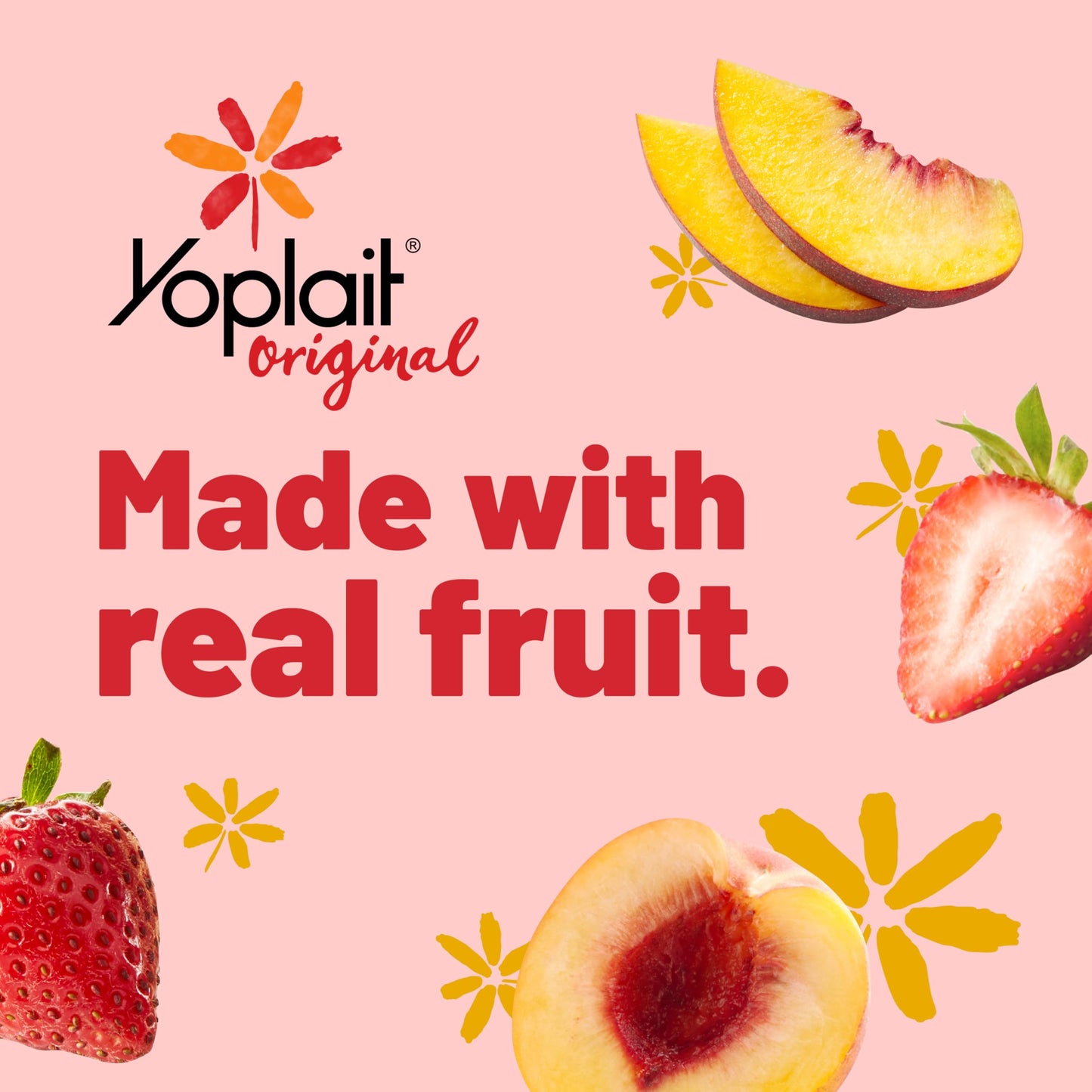 Yoplait Original Low Fat Yogurt Variety Pack, Strawberry and Harvest Peach, Made with Real Fruit, 8 Yogurt Cups, 48 oz