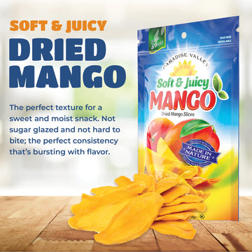 Dried Mango Slices - Delicious Texture Soft & Juicy Low Sugar Added Dried Mango - Naturally Ripened Mangos -Gluten Free Dry Mang