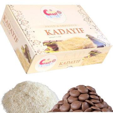 Premium 500Gr Dried & Shredded Kadayif And 1 Lb Coating Melting Wafers Milk Chocolate Baking Cocoa Lite, Chocolate For Dubai Cho