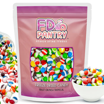 Fruit Crunch Tropical - Freeze Dried Candy, 10 Oz - Exotic Fruit Flavors, Large Pouch - Ideal Gift Snack Treat