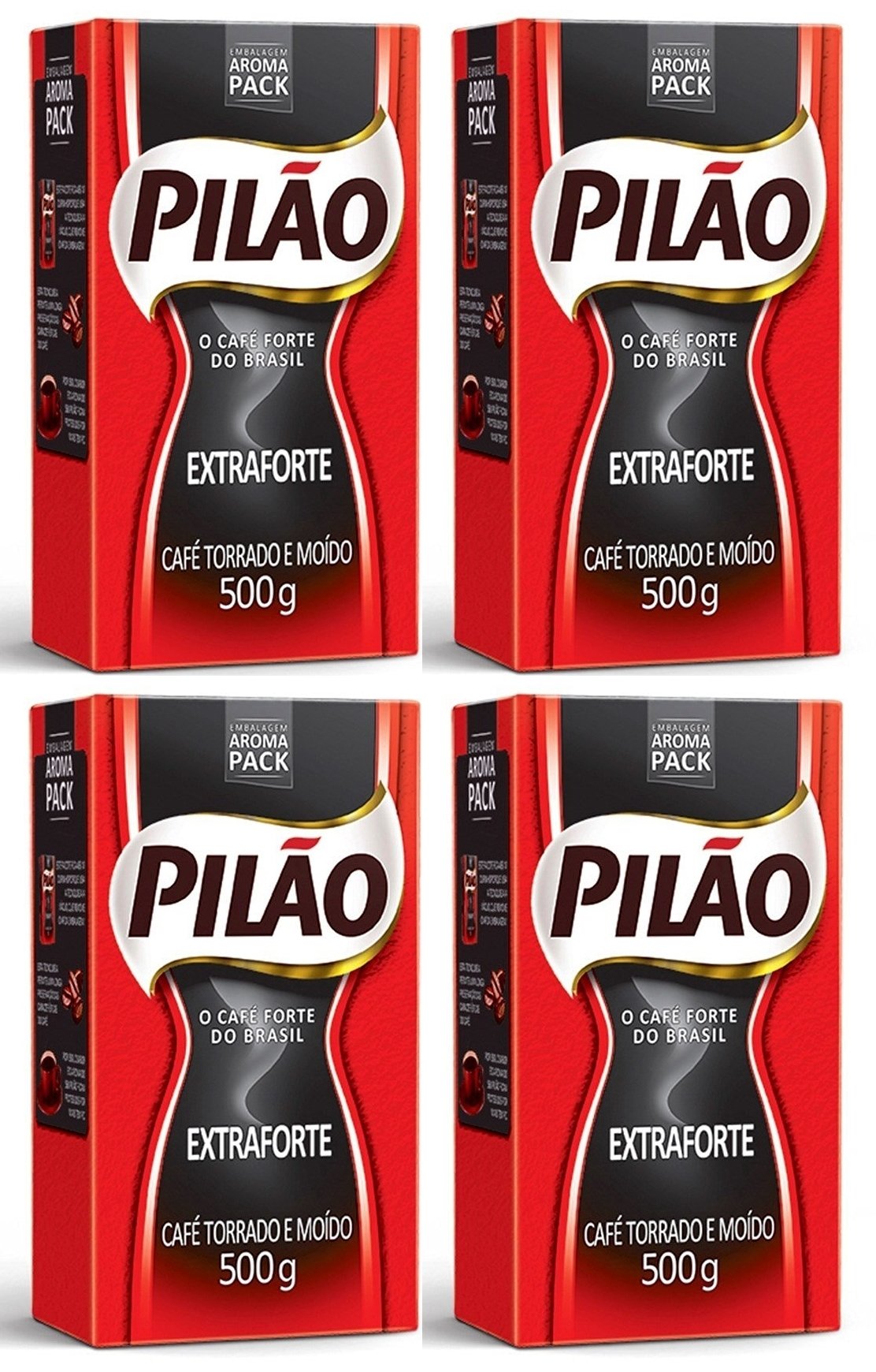 Pilao Extra Strenght Coffee 17.6 Oz Café Extra Forte 500G Pack , 70.54 Ounce, (Pack Of 4)