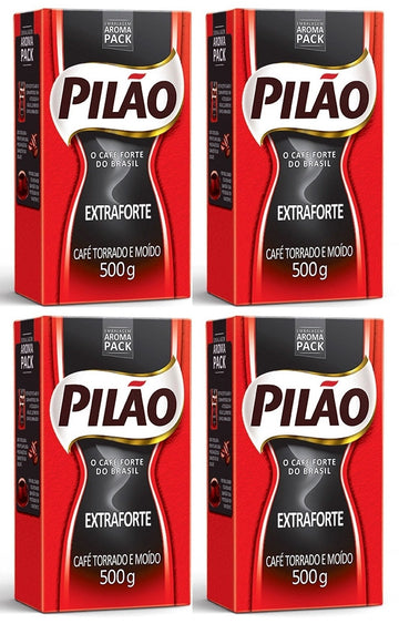 Pilao Extra Strenght Coffee 17.6 Oz Café Extra Forte 500G Pack , 70.54 Ounce, (Pack Of 4)