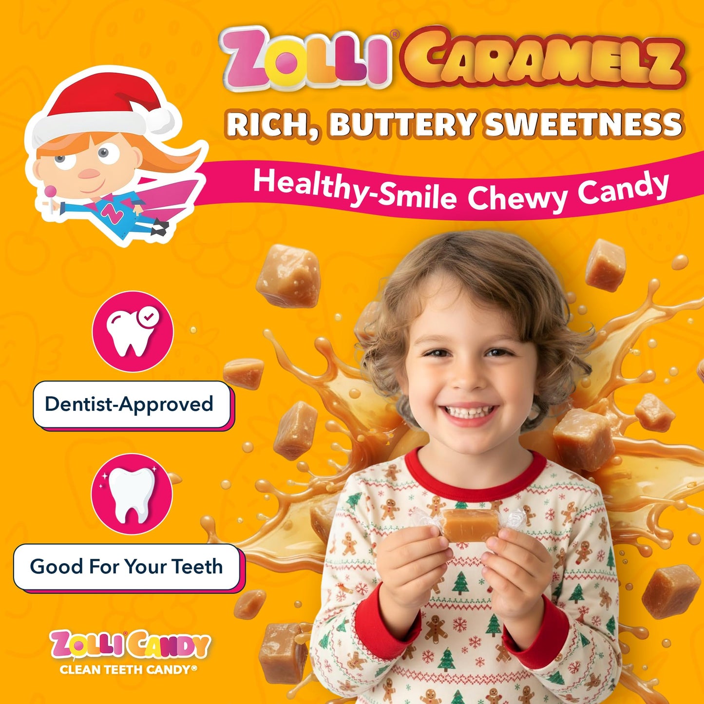 Zolli Caramelz Sugar-Free Candy - Creamy  Chewy  Dye-Free  Keto & Diabetic-Friendly Healthy Candy  Dentist-Approved  for Kids (Caramel Green Apple  3 oz)