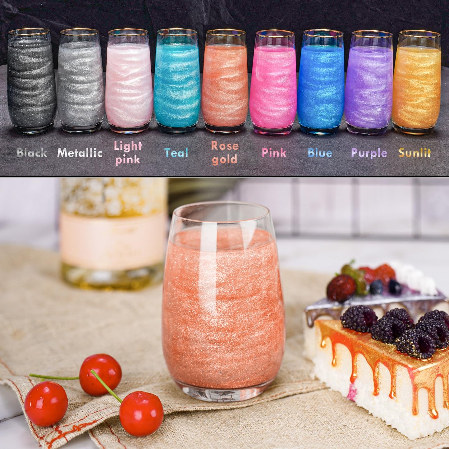 NiHome Edible Glimmer Powder Glitter - Rose Gold, 5g/0.18oz, Vegan, Allergen-Free, Food Decorating Sprinkle