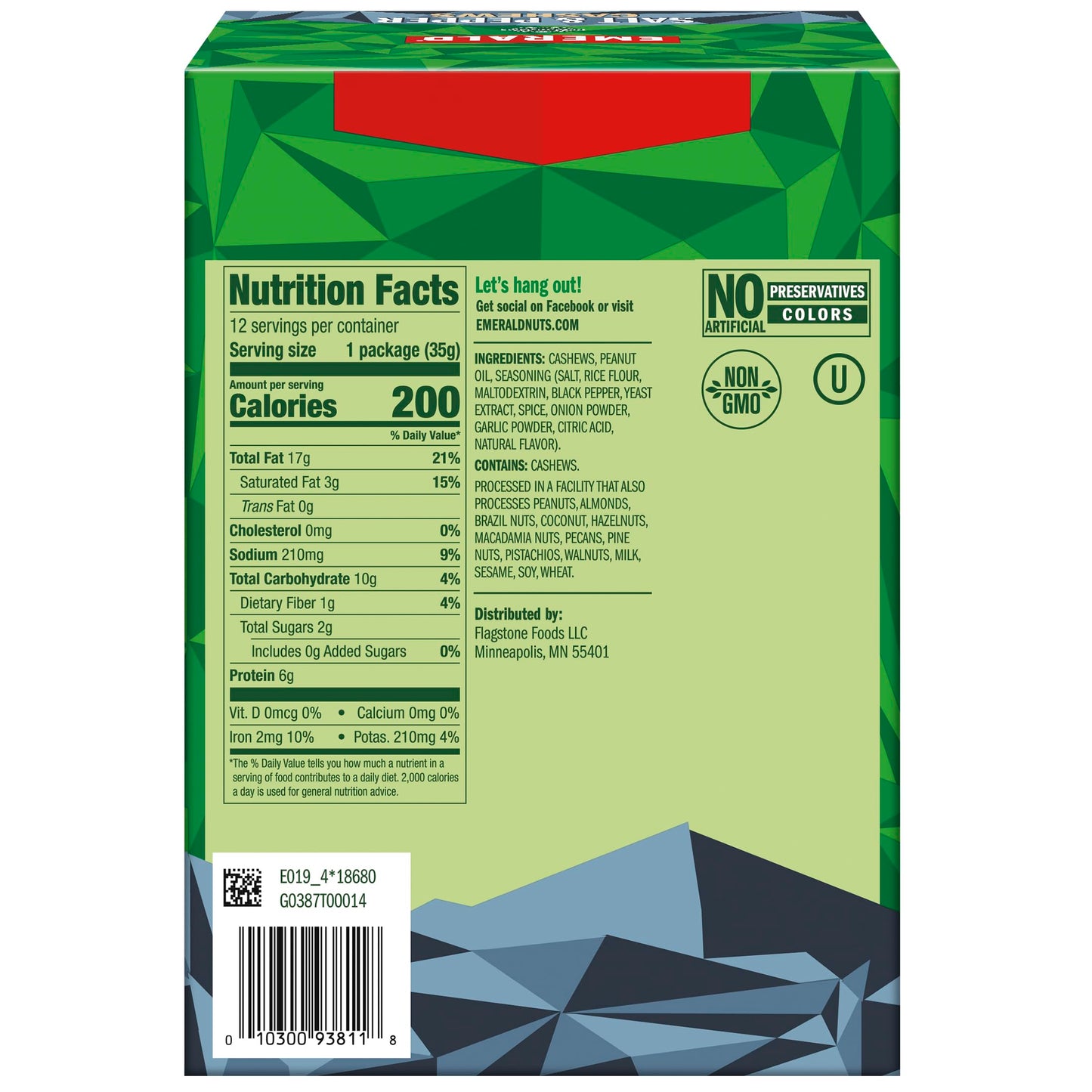 Emerald Nuts, Salt And Pepper Cashews, 15 Oz (Pack Of 2)