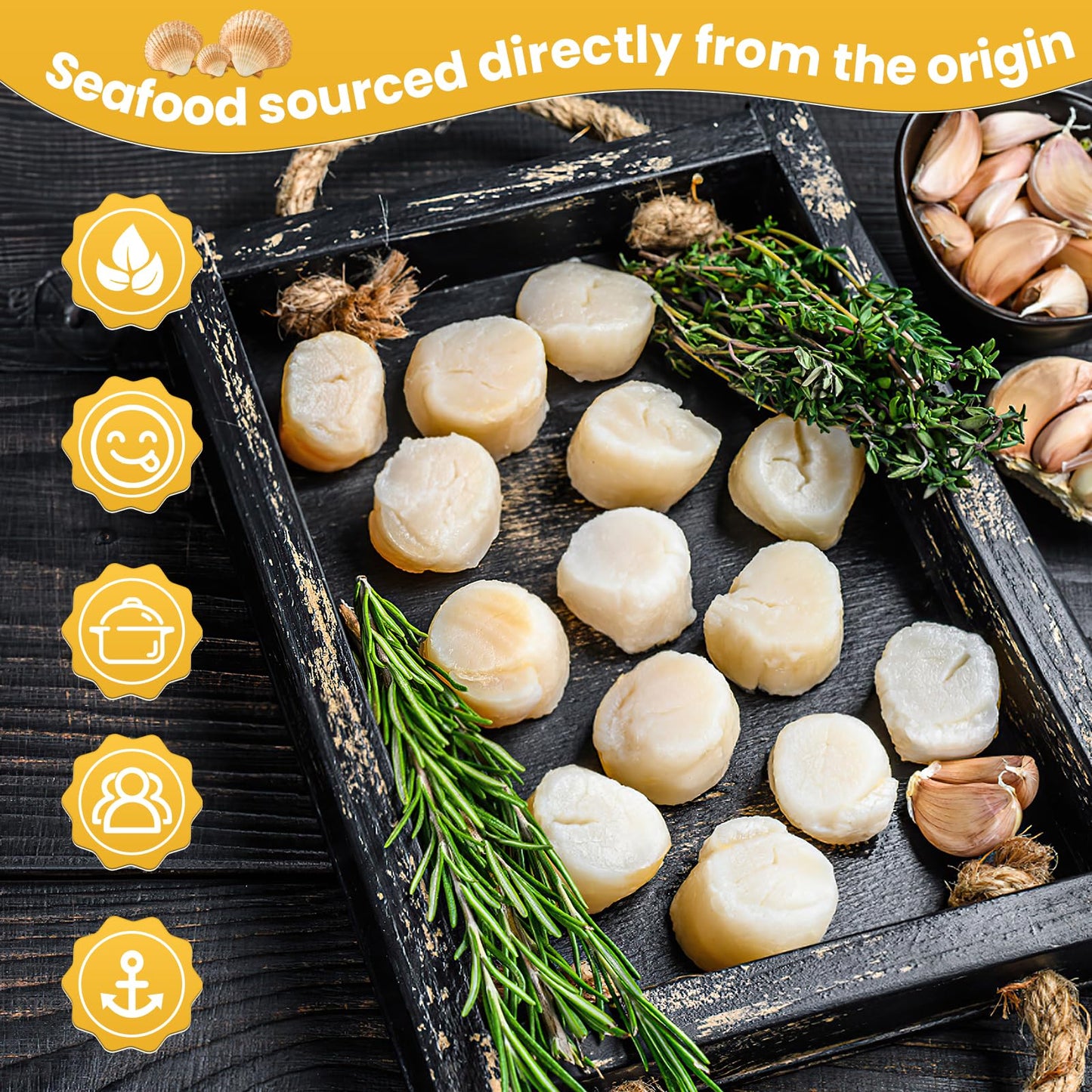 Oceanzen:Premium Frozen Seafood Premium 10 To 20 Count Per Pound Dry Sea Scallops(7 Lb)
