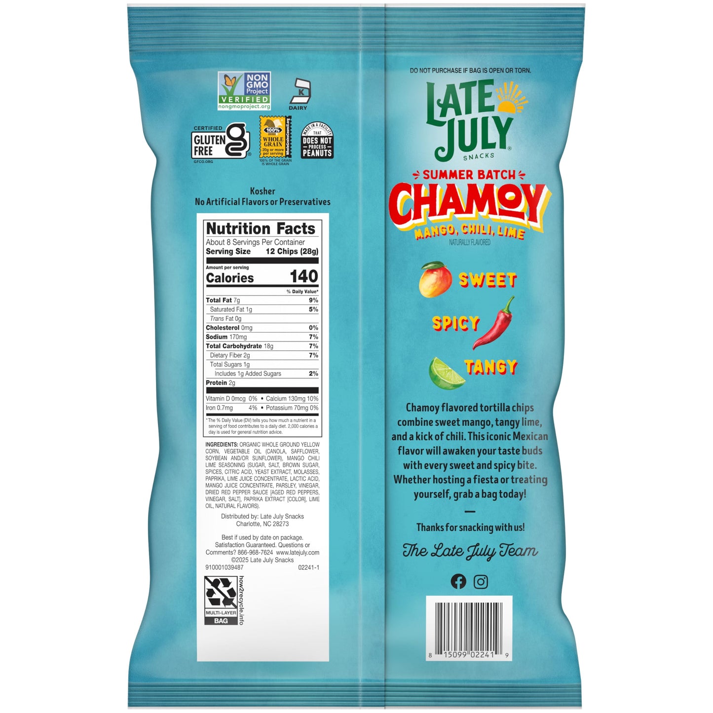 Late July Chamoy Flavored Tortilla Chips, 7.8 Oz Bag