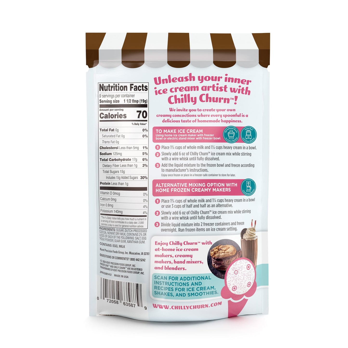 Chilly Churn Chocolate Ice Cream, Shakes, Smoothies Mix By Frostline Brand, Use With Ice Cream Machine, Countertop Creamer, Blen