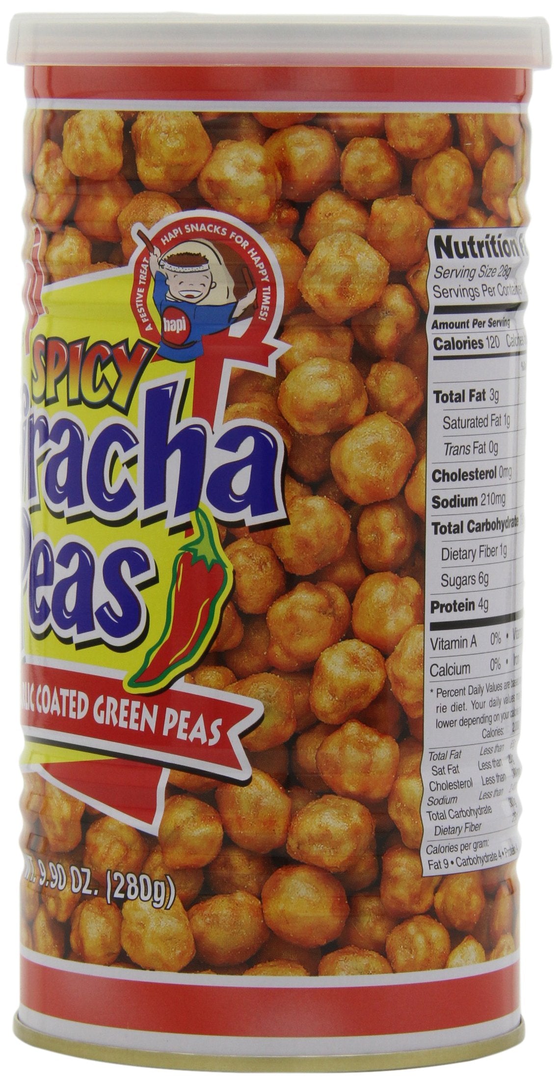 Hapi Spicy Sriracha Peas, Chili Garlic Coated Gren Peas, 9.9-Ounce (Pack Of 3)