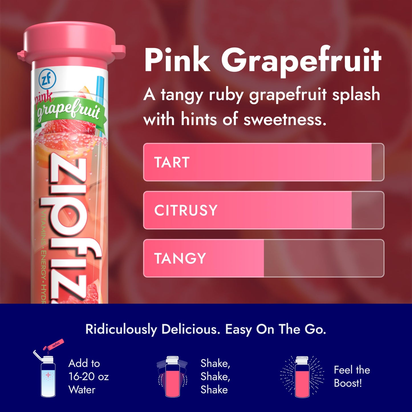 Zipfizz Energy Drink Powder, Pink G fruit, 20 Pack, Sugar-Free, Electrolyte Powder, Contains Vitamin B-12, Model 20PGFRT