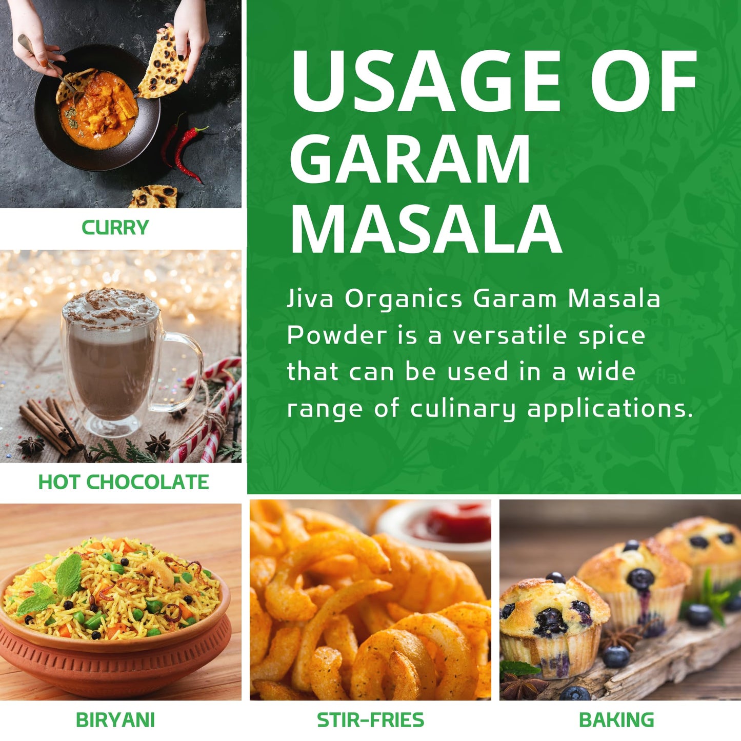 Jiva Organics Organic Garam Masala Powder 1 Pound Bulk Jar - Non-Gmo, Salt Free, Premium Indian Spice Blend