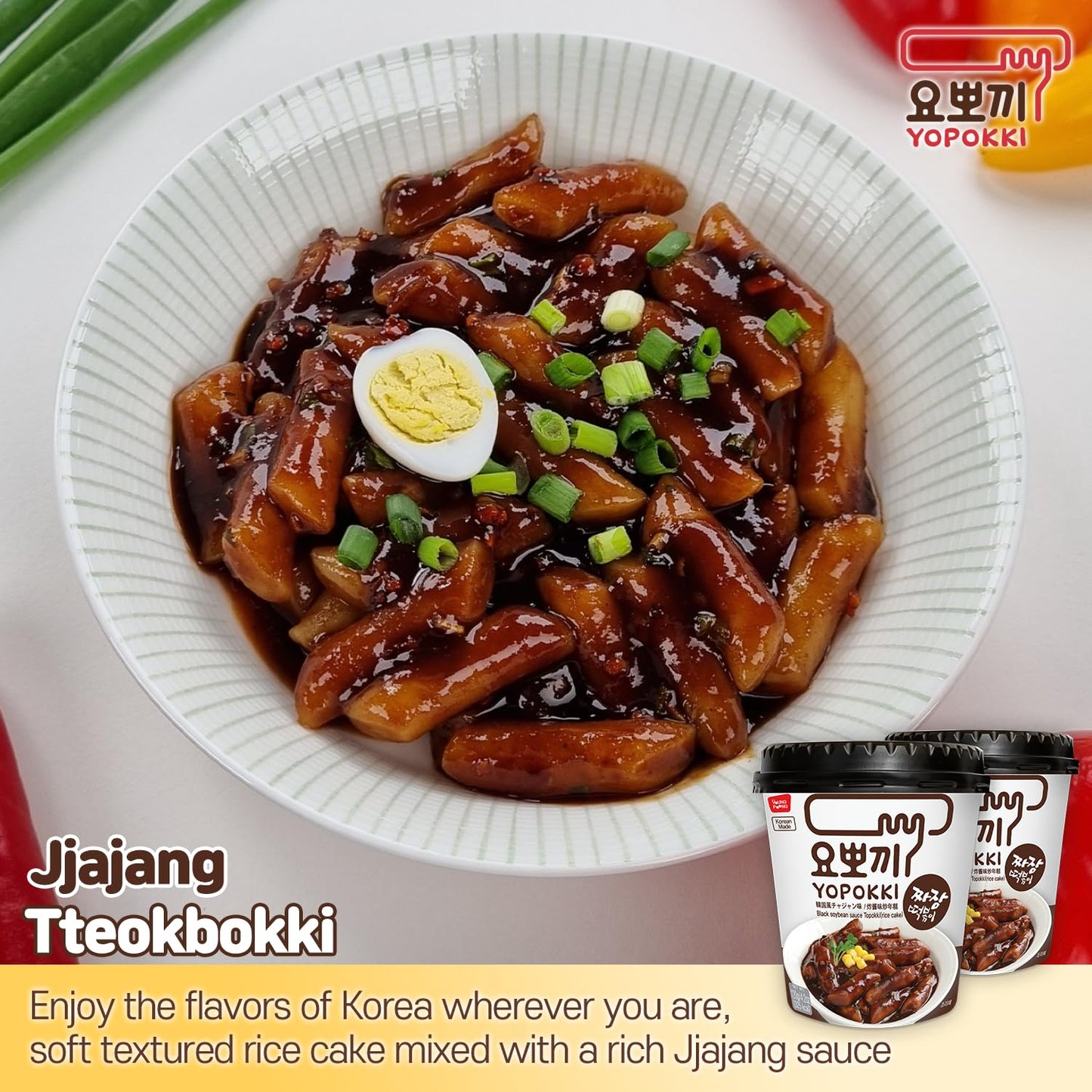 Yopokki Instant Tteokbokki Cup (Jjajang, Cup Of 2) Korean Street Food With Jjajang Flavored Sauce Topokki Rice Cake - Quick & Ea