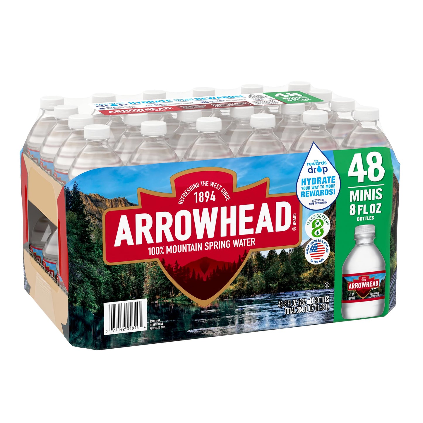 Arrowhead Mountain Spring Water, 8 Oz (Carton of 48)