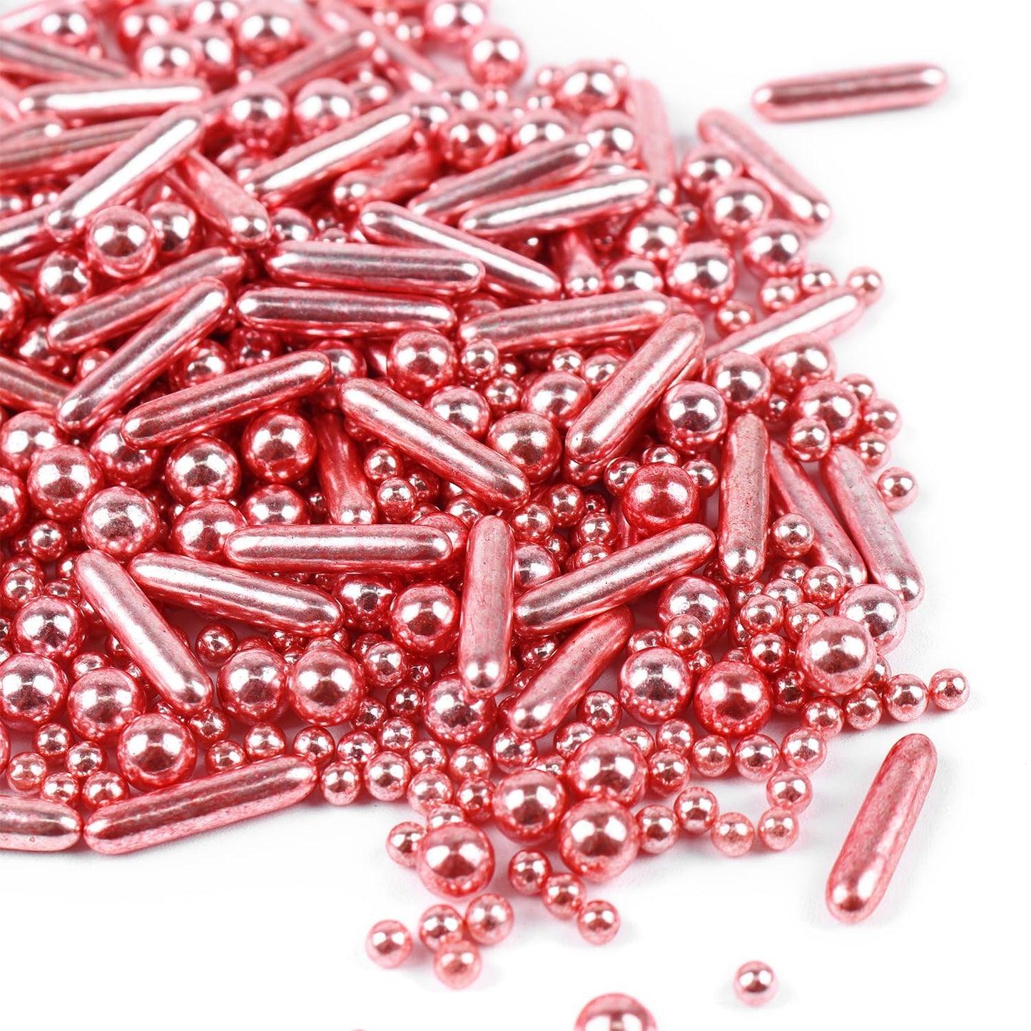 Rose Gold Sprinkles For Cake Decorating, Valentine'S Day Sprinkles, Rose Pearl Sugar Cupcake, Cookies, Ice Cream Toppings, 3.5 O