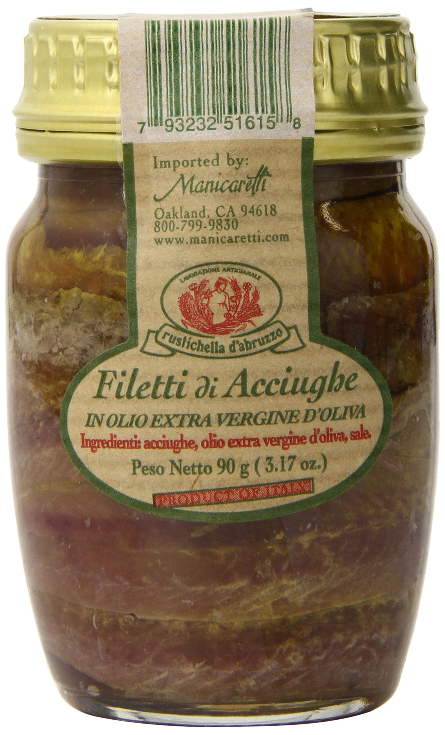 Rustichella D' Abruzzo Anchovy Filets in Extra Virgin Olive Oil, 3.2 Ounce