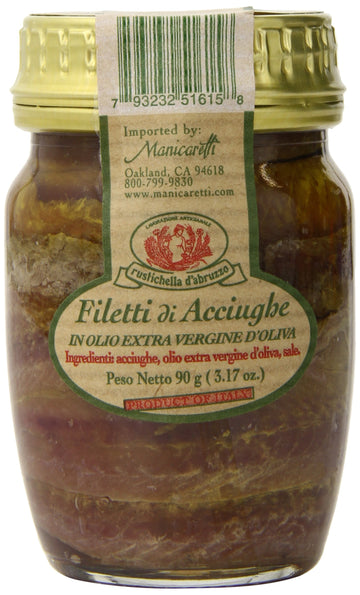 Rustichella D' Abruzzo Anchovy Filets in Extra Virgin Olive Oil, 3.2 Ounce