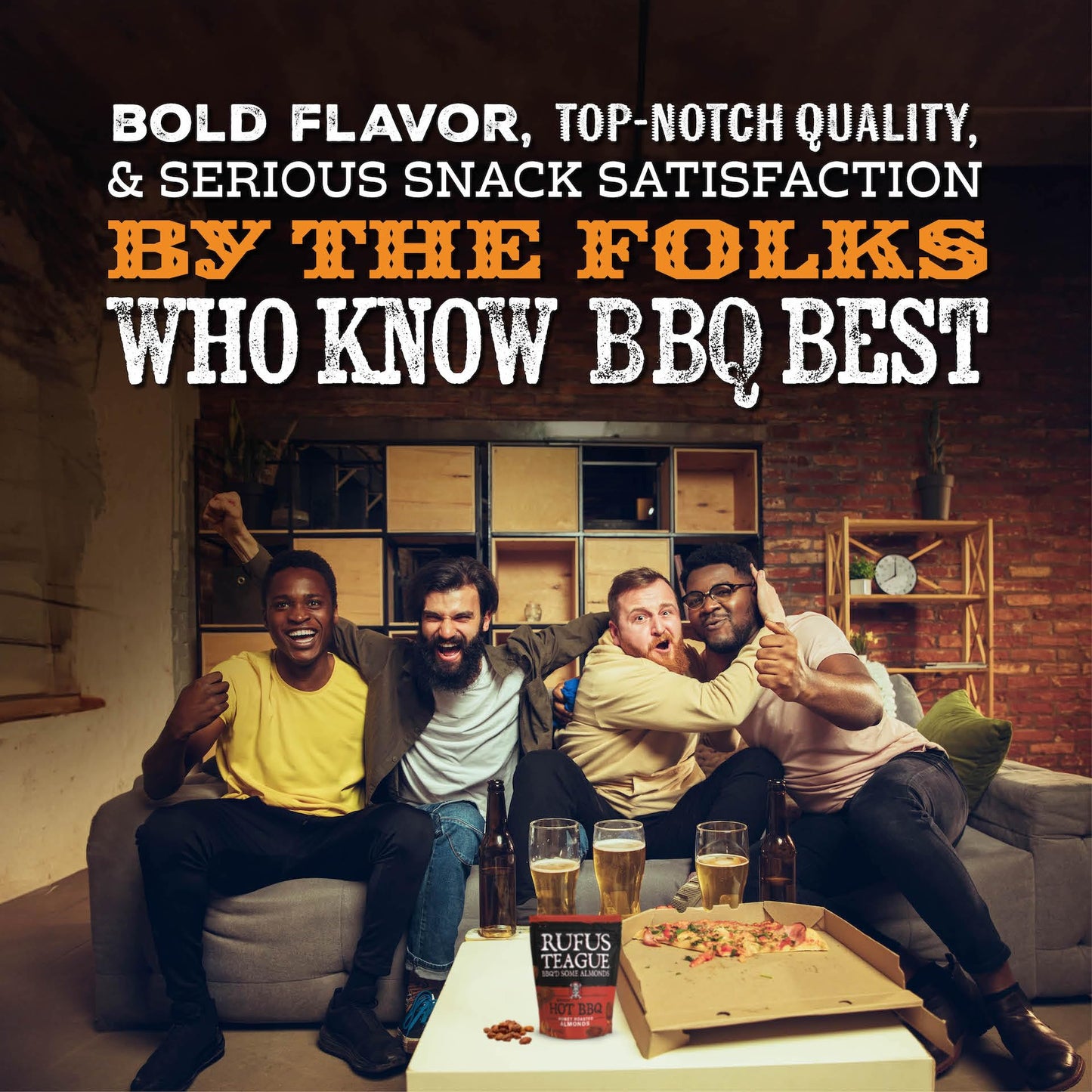 Rufus Teague Hot Bbq Honey Roasted Almonds - Sweet, Spicy & Smoky Gourmet Snacks, 9 Oz Resealable Pouch For Freshness, 3 Pack