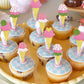 24 Pcs Ice Cream Cupcake Toppers Assembled Glitter Paper Ice Cream Luau Cupcake Picks For Summer Hawaii Theme Baby Shower Weddin