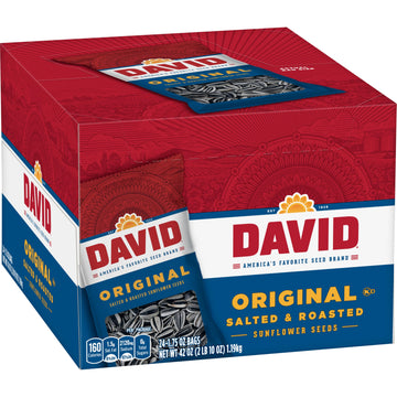 David Roasted And Salted Sunfower Seeds, Original Flavor, 1.75Oz. (Pack Of 24)