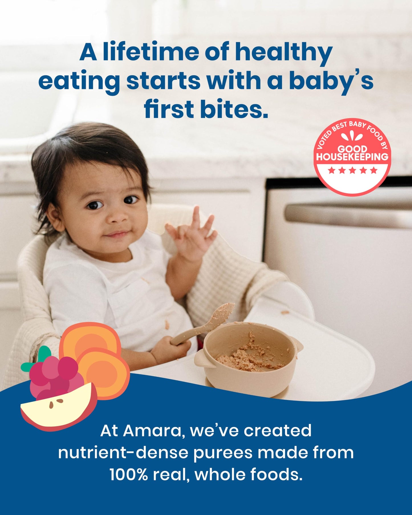 Amara Organic Baby Food - Stage 2 - Sweet Potato Raspberry - Baby Cereal To Mix With Breastmilk, Water - Baby Food Pouches Made