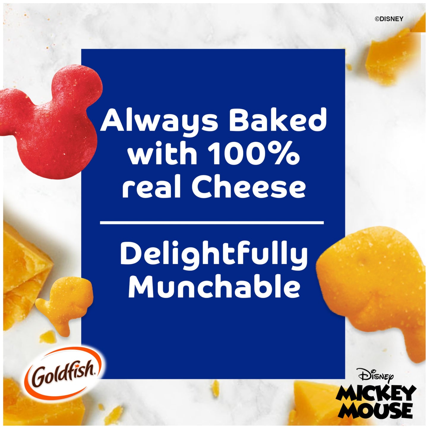 Goldfish Disney Mickey Mouse Cheddar Crackers, Snack Crackers, 27.3 oz carton (Pack of 2)