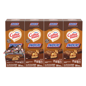 Nestle Coffee Mate Coffee Creamer, Snickers, Liquid Creamer Singles, Non Dairy, No Refrigeration, 0.375 Fl Oz Tubs (Pack Of 200)