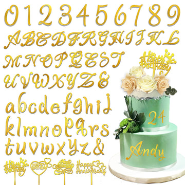Acrylic Alphabet Number Cake Topper Diy Personalized Name Cake Toppers With A-Z Letter 0-9 Number Happy Birthday And Happy Anniv