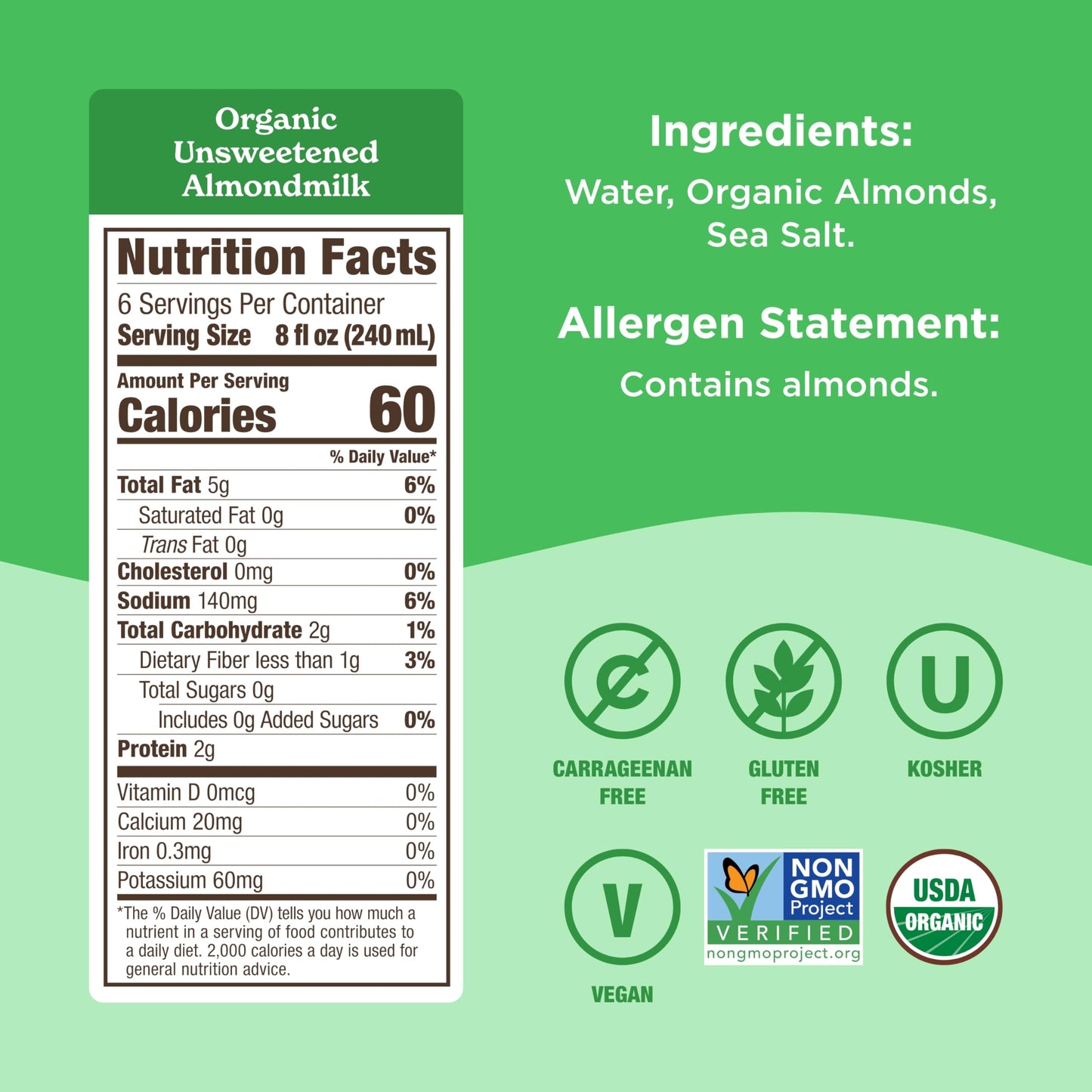 Califia Farms - Organic Unsweetened Almond Milk, 48 Oz, Dairy Free, Keto, Vegan, Plant Based, Organic Milk, Non GMO, Low Calorie