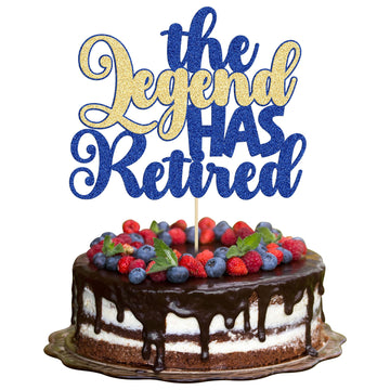 Gyufise 1Pc The Legend Has Retired Cake Topper Glitter Goodbye Hello Tension Pension Cake Pick For Happy Retirement Farewell The