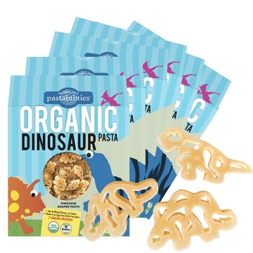 Pastabilities Organic Kids Pasta, Fun Dinosaur Shaped Noodles, Non-Gmo Natural Wheat Pasta (11 Oz, 6 Pack)