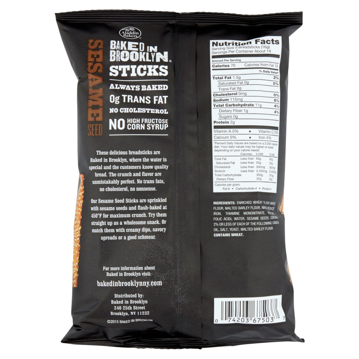 Baked In Brooklyn Snack Stick Sesame