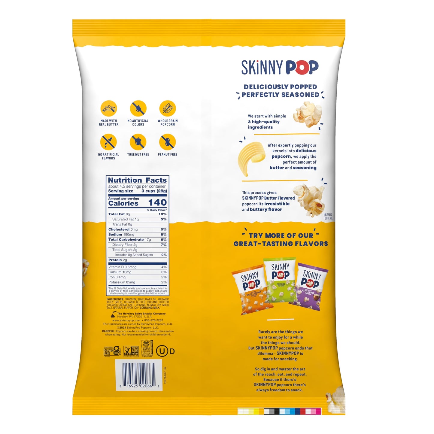 Skinnypop Popcorn Popcorn - Real Butter - Case of 12 - 4.4 oz(D0102HXXZRW.)