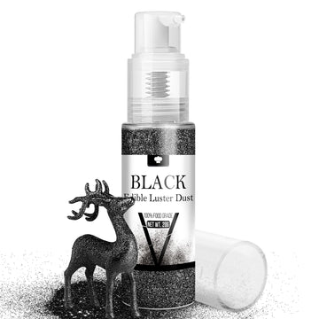 Vividye Edible Glitter Spray - 20g Luster Dust Powder for Baking & Decoration - Black